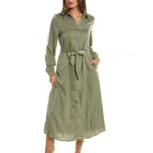 French Connection NWT shirt dress olive green button front belted preppy career